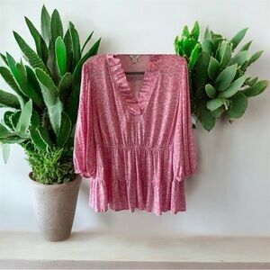 Crown & Ivy Pink Paisley Blouse